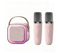 Karaoke portatile con 2 microfoni wireless, Bluetooth 5.3 per l'accoppiamento rapido del telefono, supporta schede TF e jack per cuffie, batteria ricaricabile, luci LED, regalo per feste a casa e