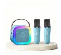 Karaoke portatile con 2 microfoni wireless, Bluetooth 5.3 per l'accoppiamento rapido del telefono, supporta schede TF e jack per cuffie, batteria ricaricabile, luci LED, regalo per feste a casa e