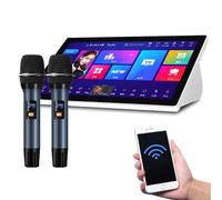 Karaoke Portatile Con Touch Screen Capacitivo Da 18,5 Pollici, Con Funzioni Di Riverbero E Amplificatore, 2 Microfoni Wireless Con Riverbero, Wi-Fi + Applicazioni,2T