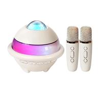 Karaoke portatile per bambini con 2 microfoni Bluetooth, effetti vocali e luci, kit canto familiare con altoparlante, ideale per compleanni, feste e viaggi, regalo musicale per ragazze e ragazzi