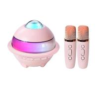 Karaoke portatile per bambini con 2 microfoni Bluetooth, effetti vocali e luci, kit canto familiare con altoparlante, ideale per compleanni, feste e viaggi, regalo musicale per ragazze e ragazzi (rosa