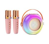 Karaoke portatile per bambini - Macchina per karaoke senza fili con due microfoni e altoparlante compatto lettore musicale con a LED, per riunioni di famiglia a casa, altoparlante coppia