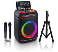 Karaoke Professionale (ultimo Modello 2026) con 2 Microfoni Wireless - Cassa Bluetooth Portatile - Sistema Karaoke Completo, Feste e Eventi Subwoofer 21 Cm.