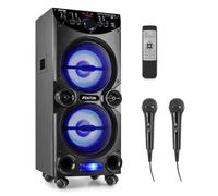 Karaoke set met 2 Microfoons en LED Effect Licht - Fenton LIVE2104 - Bluetooth Speaker - 400 Watt