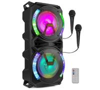 Karaoke Set Voor Volwassenen met LED - Fenton LIVE280 - 2 Microfoons - Bluetooth - AUX