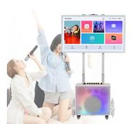 Karaoke, sistema di altoparlanti Bluetooth PA portatile con tablet touch da 32 pollici, 2 microfoni wireless, altoparlante LED pieghevole per esterni e feste