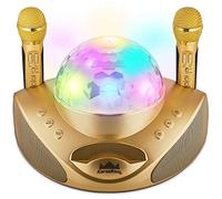 KaraoKing Macchina per karaoke 2020, per adulti e bambini, 2 microfoni wireless per karaoke, scheda SD, USB, compatibile con Bluetooth, funzione luci, casa, addio al celibato, picnic, esterni/interni