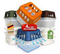 KARAT 4 deumidificatori con 8 sacchetti di ricarica da 400 g, in granulato, ricaricabili e riutilizzabili (blu)