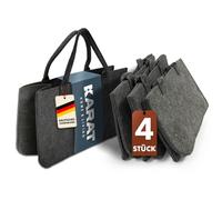 KARAT Borsa shopper in feltro per legna da ardere, robusta borsa per la spesa in feltro, universale, cestino in feltro con manici, 50 x 25 x 25 cm, grigio 30 l vol. (Conny), antracite., 4 pezzi
