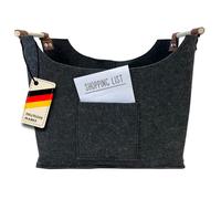 KARAT Cestino XXL in feltro con manici in legno, 45 x 32 x 41 cm, 60 litri, per legna da ardere, borsa in feltro, universale, cestino per legna da ardere (Vesta)