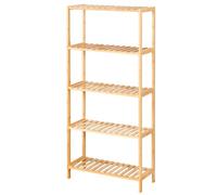 KARAT - Mensola in bambù - Mensola stretta su base per bagno, camera da letto, soggiorno - Elegante scala a fiori - Panca decorativa da 60 x 26 x 130 cm - Modello Ohio (5 livelli)