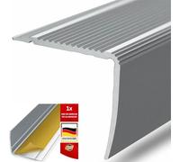KARAT Profilo di gradini per scale integrali, forma a L, preforato o adesivo, materiale di montaggio incluso, profilo scala in alluminio (90 x 3 x 2 cm, adesivo, argento)