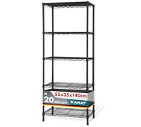 KARAT Scaffalatura metallica decorativa e robusta, scaffale per magazzino, scaffale per cantina per bagno, cucina, ufficio, soggiorno ed esterni (# 55x35x140-nero-rocky: ⌀19mm)