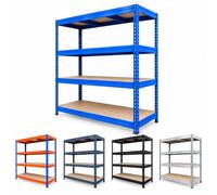 KARAT Scaffalature Robuste | Scaffale da Incastrare, Montaggio senza Utensili | Scaffali per Carichi Pesanti | Scaffalature per Negozio e Garage | Scaffalatura da Officina Modulabile (Blu, 177 x 200 x