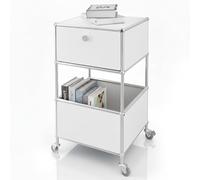 KARAT Scaffale in metallo bianco, con 2 ripiani, 40 x 40 x 69 cm, struttura verniciata a polvere cromata, pratica ed elegante, Concept Epure MK-145