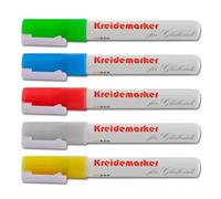 KARAT Set di pennarelli non permanenti per lavagne bianche e superfici lisce, colori vivaci, cancellabili a secco, inchiostro a base d'acqua, inodore (Kreidemarker 5 colori mix, 5, unità)
