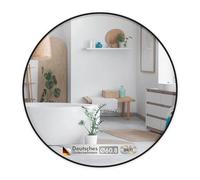 KARAT Specchio da parete rotondo per bagno e camera da letto, con telaio in lega di alluminio nero Bella, Ø 60 cm, vetro temperato con pellicola di sicurezza, design elegante, fissaggio a parete o da