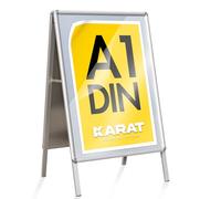 KARAT Stop Marciapiede Ardesia Pieghevole con Telaio in Legno, Cavalletto Ardesia Interno o Esterno riparato, Pannello Marciapiede Ponticello Pubblicitario Doppio Lato (Cromato, 107 x 64,4 cm, Formato
