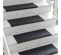 KARAT Tappeti per scale in gomma Diamond per esterni, marchette adesive antiscivolo e resistenti agli agenti atmosferici UV, protezione per scale anti-intoppo (25 x 65 cm, 5 pezzi)