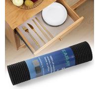 KARAT Tappetino per cassetti, 30 x 150 cm, ritagliabile, per armadio, carta antiscivolo, per mobili da cucina, armadietti della cucina, cassetto della cucina (perla) (nero)