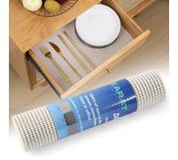 KARAT Tappetino per cassetti, 30 x 150 cm, ritagliabile, per armadio, carta antiscivolo, per mobili da cucina, armadietti della cucina, cassetto della cucina (perla) (bianco)