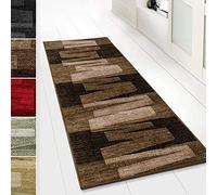 KARAT Tappeto Cucina Ignifugo - Tappeto da Passeggio Marrone 80x250 cm - Velluto Fine, Confort per Piedi Nudi - Qualità Tedesca - Carpetta per Corridoio e Soggiorno, Compatibile con Riscaldamento a