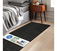 KARAT Tappeto passatoia per letto Barcelona - Shaggy - Tappeto passatoia per camera da letto e soggiorno, morbido tappeto (80 x 200 cm, nero)