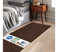 KARAT Tappeto Shaggy Barcelona - Tappeto passatoia per camera da letto e soggiorno, morbido tappeto (67 x 160 cm, marrone scuro)