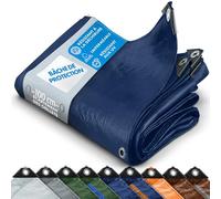 KARAT - Telone di protezione - Tarpaulin impermeabile, antistrappo - Telone con occhielli in acciaio - Copertura esterna per lavori - Spessore densità 140 g/m², blu 8 x 14 m