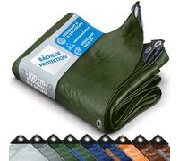 KARAT - Telone di protezione - Tarpaulin impermeabile, antistrappo - Telone con occhielli in acciaio - Copertura esterna per lavori - Spessore densità 240 g/m², verde 3 x 4 m