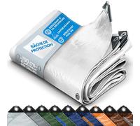KARAT - Telone di protezione - Tarpaulin impermeabile, resistente agli strappi - Telone con occhielli in acciaio - Copertura esterna per lavori - Spessore densità 240 g/m², bianco 10 x 12 m