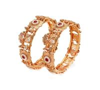 Karatcart Royal Dulhan Doli Design Lime Verde e Rosa Smalto Placcato Oro Rajwadi Braccialetti per le Donne