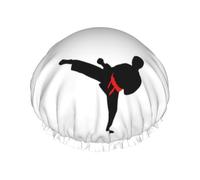 Karate Boy Vector Cambiabile Cintura Colore Stampa Morbida Cuffia Doccia per Donne Uomini Cappello Riutilizzabile Cappello Leggero e Bagno Capelli Cap