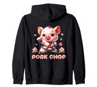Karate Cute Pork Chop Funny Karate Pun Pig Martial Arts Felpa con Cappuccio