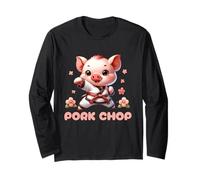 Karate Cute Pork Chop Funny Karate Pun Pig Martial Arts Maglia a Manica