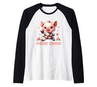 Karate Cute Pork Chop Funny Karate Pun Pig Martial Arts Maglia con Maniche Raglan