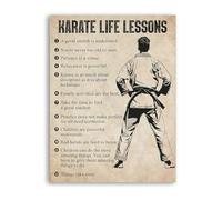 Karate Discipline Poster Life Lessons Martial Arts Values For Kids Canvas Painting Wall Art(Framed,12x18inch(30x45cm))