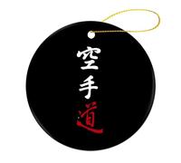 Karate Do Kanji Calligrafia Albero di Natale Pendente Rotondo in Ceramica Ornamenti di Natale per Home Party Decor 1 Pz