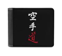 Karate Do Kanji Calligraphy Portafoglio da uomo a due ante sottile porta carte di credito in pelle