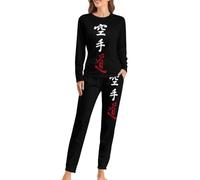 Karate Do Kanji Calligraphy - Set pigiama da donna a maniche lunghe e pantaloni morbidi, 2 pezzi, Stile:, XL