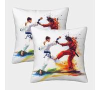 Karate Fighters-dynamic Martial Arts Action Federe Cuscini Per Divano Decorative Available All Seasons Fodere Per Cuscini 2 Pezzi Quadrate Con Cerniera Invisibile Per Soggiorno Camera Sofà 45x45cm