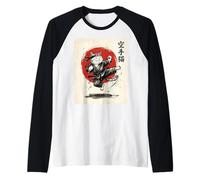 Karate Gatto Giapponese Arti Marziali Sumi-e Giappone Vintage Mamma Maglia con Maniche Raglan