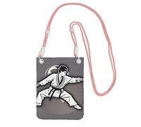 Karate-Highkick-Icon, borsa a tracolla da donna, borsa a tracolla, mini borsa da viaggio, borsa per telefono, portafoglio per telefono, Rosa, Taglia unica