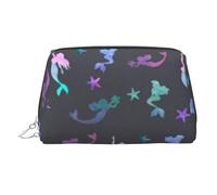 Karate-highkick-icon Borsa per il trucco da donna in pelle portatile con stampa di icone borsa per cosmetici da viaggio, organizer con cerniera argento, Bella sirena colorata., One Size, Astuccio per
