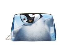 Karate-highkick-icon Borsa per il trucco stampata per le donne Borsa per il trucco in pelle portatile Borsa da viaggio con cerniera dorata Borse cosmetiche Organizer, Pinguini Carino Bambino Prendendo