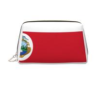 Karate-highkick-icon Borsa per il trucco stampata per le donne Borsa per il trucco in pelle portatile Borsa da viaggio con cerniera dorata Borse cosmetiche Organizer, Bandiera Costa Rica, One Size