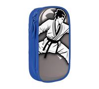 Karate-highkick-icon stampa pratico astuccio multi-scomparto ufficio viaggi scuola arte forniture quotidiane, Blu, Taglia unica, Con tasca per il