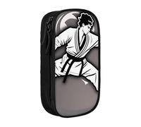 Karate-highkick-icon stampa pratico astuccio multi-scomparto ufficio viaggi scuola arte forniture quotidiane, Nero , Taglia unica, Con tasca per il
