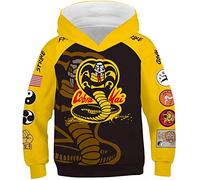 Karate Kid Cobra Kai Felpe con cappuccio per bambini Giacca Casual Pugno Stampato Felpa Pullover (1,8T-11T)