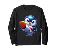 Karate Penguin Kick Arti Marziali Umorismo Maglia a Manica